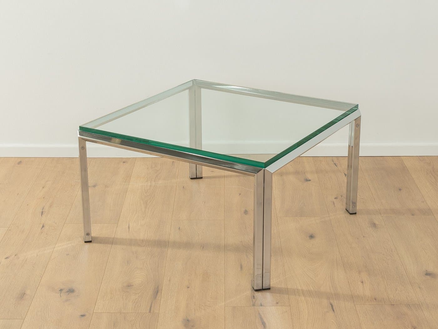 Stolik kawowy, szkło transparentne, stal nierdzewna srebrna, Niemcy, lata 60. - 285319