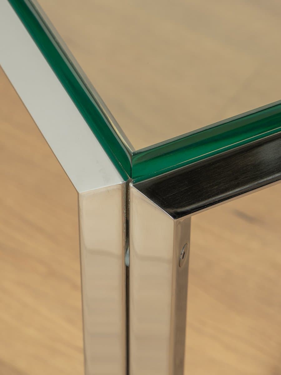 Stolik kawowy, szkło transparentne, stal nierdzewna srebrna, Niemcy, lata 60. - 285318