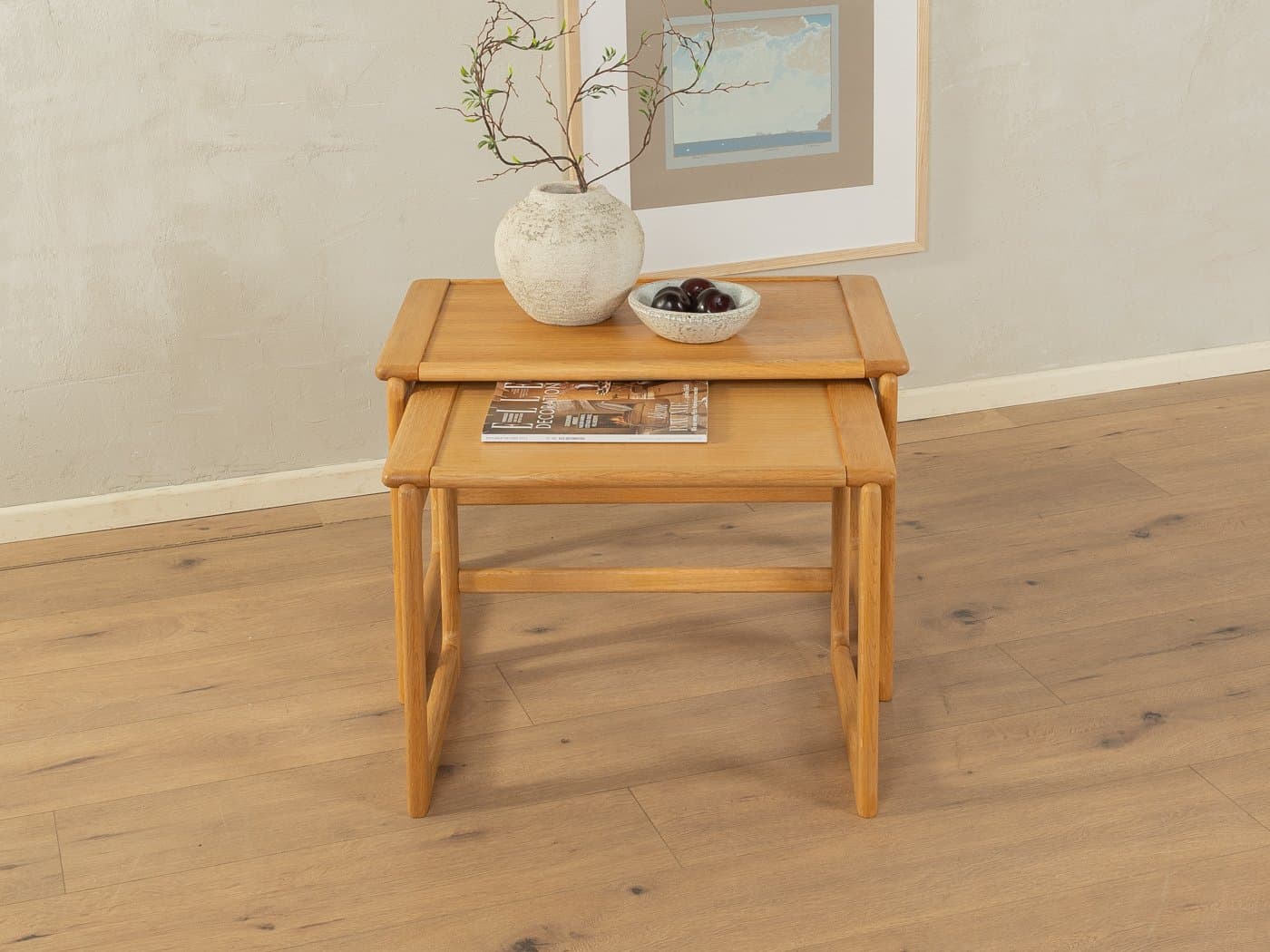 Zestaw dwóch stolików typu nesting, dąb brązowy, Dania, lata 60. - 285255