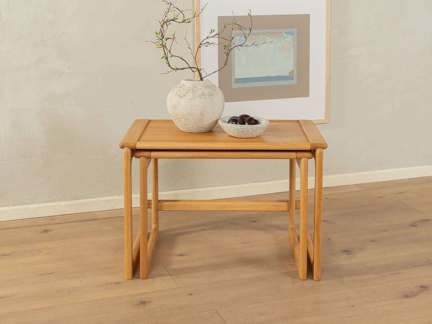 Zestaw dwóch stolików typu nesting, dąb brązowy, Dania, lata 60. - 285254