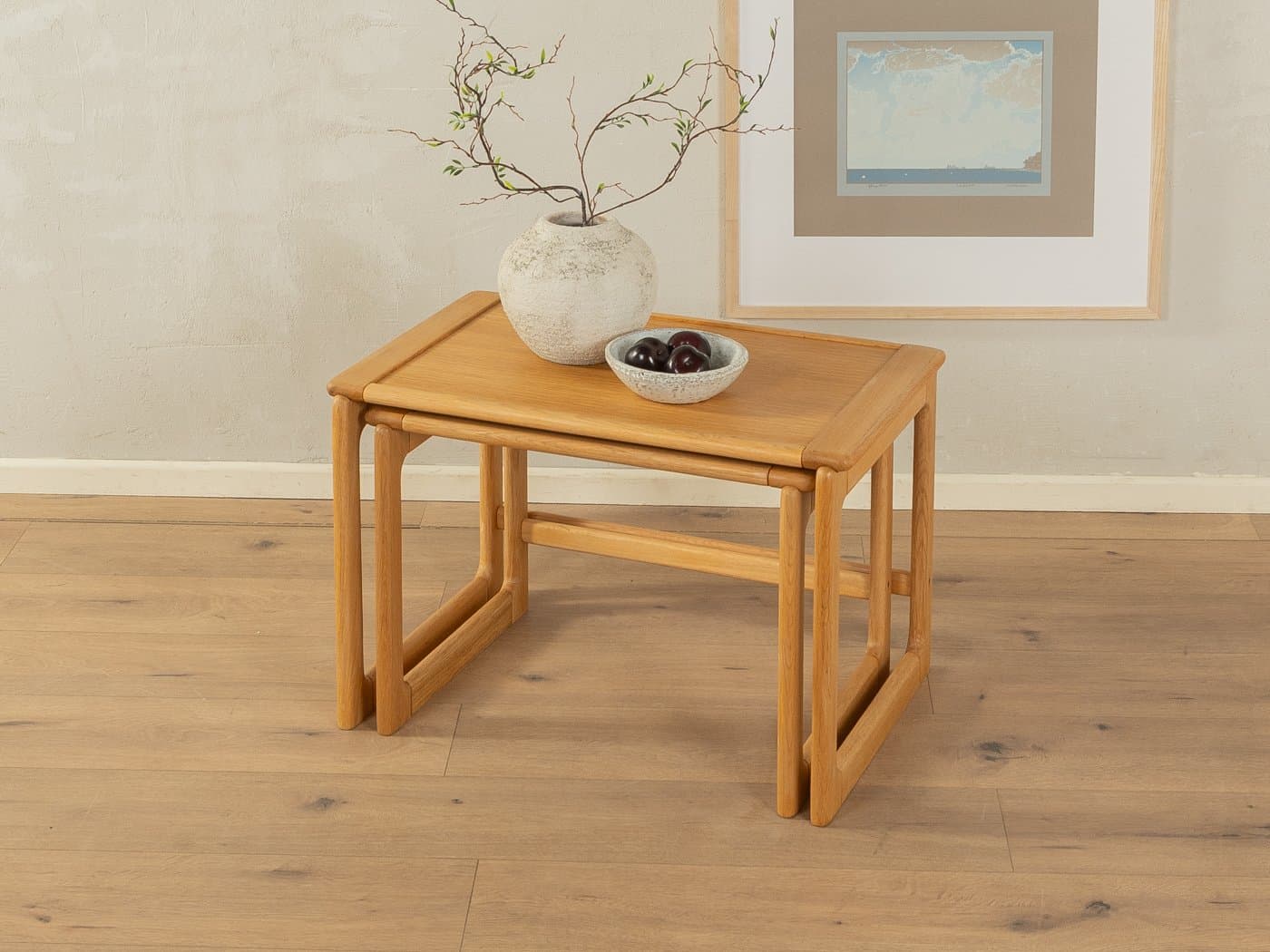 Zestaw dwóch stolików typu nesting, dąb brązowy, Dania, lata 60. - 285252