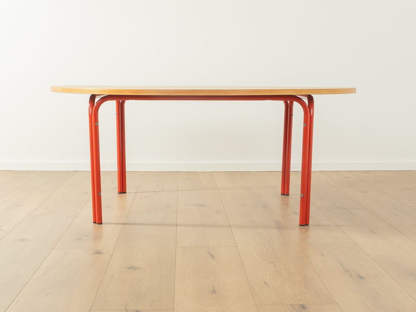 Coffee Table, brown ash, red steel, Germany, 1980s. - 285231