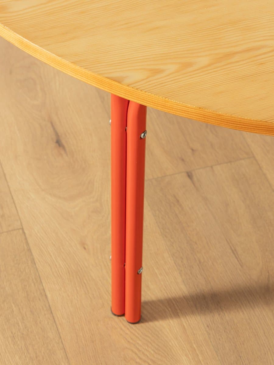 Coffee Table, brown ash, red steel, Germany, 1980s. - 285233