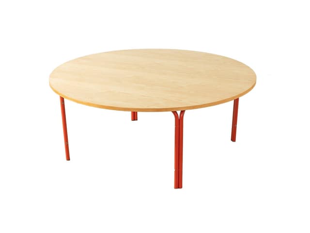 Coffee Table, brown ash, red steel, Germany, 1980s. - DIMENSION