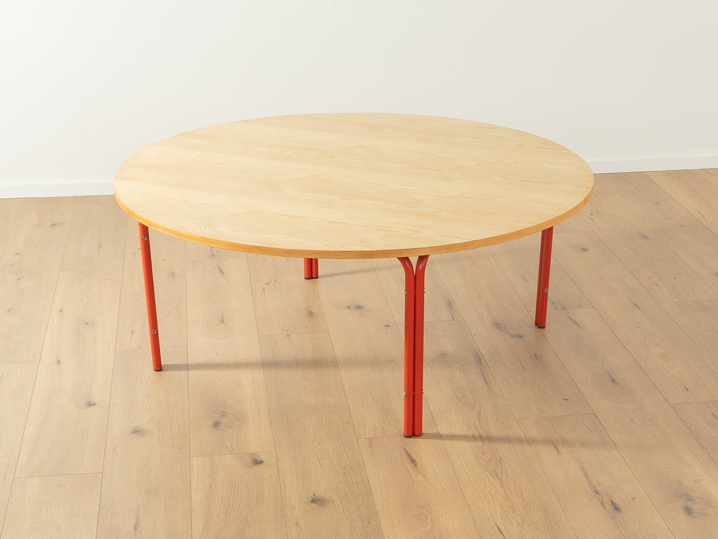 Coffee Table, brown ash, red steel, Germany, 1980s. - 285234