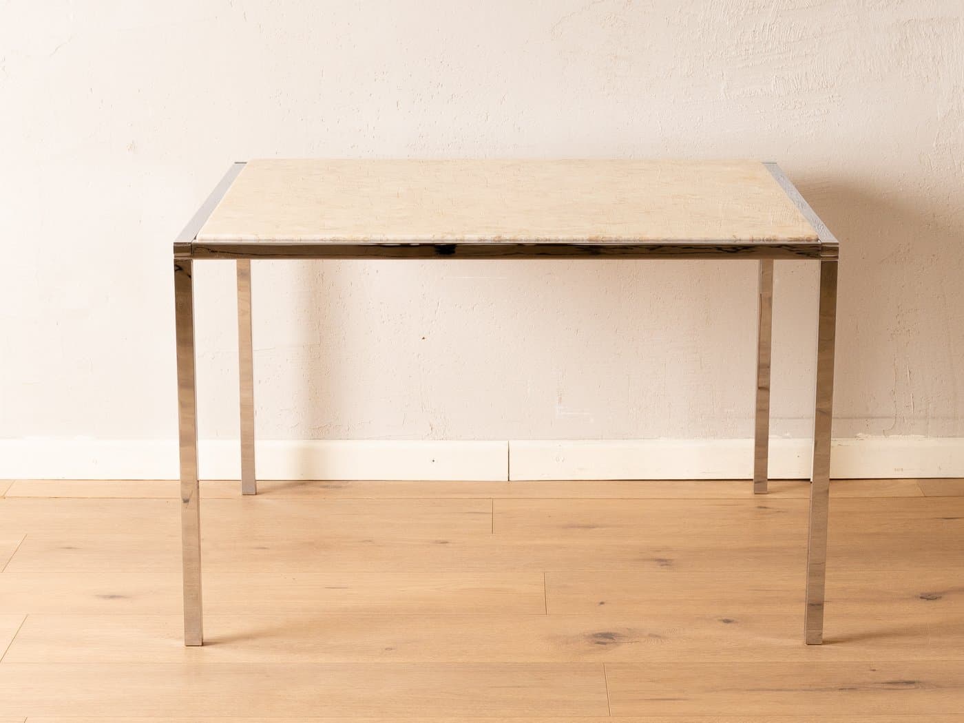 Stolik kawowy, marmur beżowy, stal nierdzewna, Niemcy, lata 60. - 285209