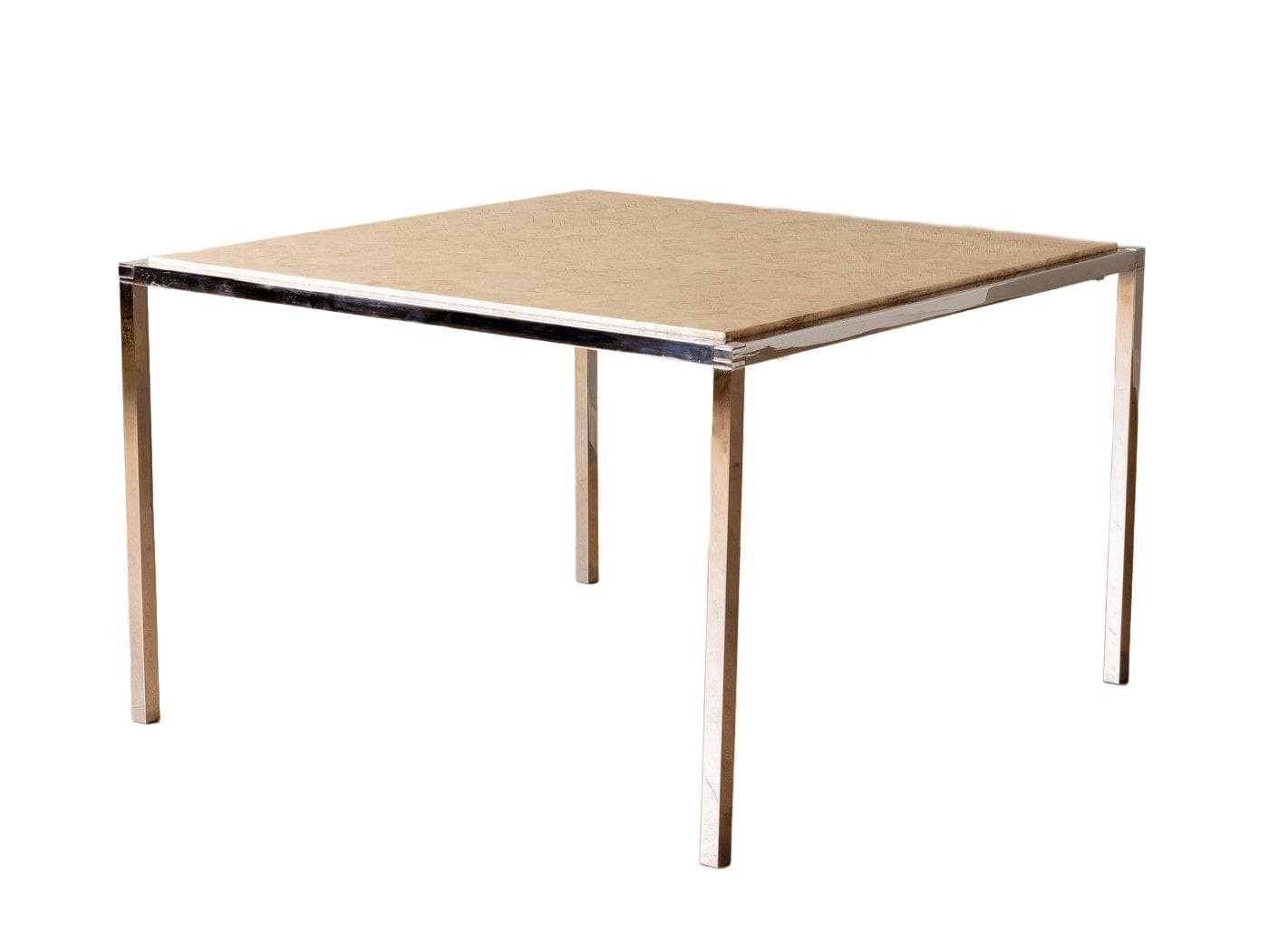 Stolik kawowy, marmur beżowy, stal nierdzewna, Niemcy, lata 60.