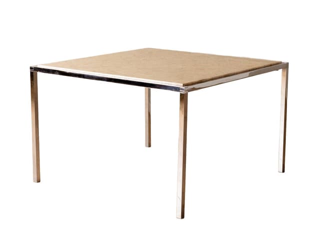 Stolik kawowy, marmur beżowy, stal nierdzewna, Niemcy, lata 60. - WYMIARY