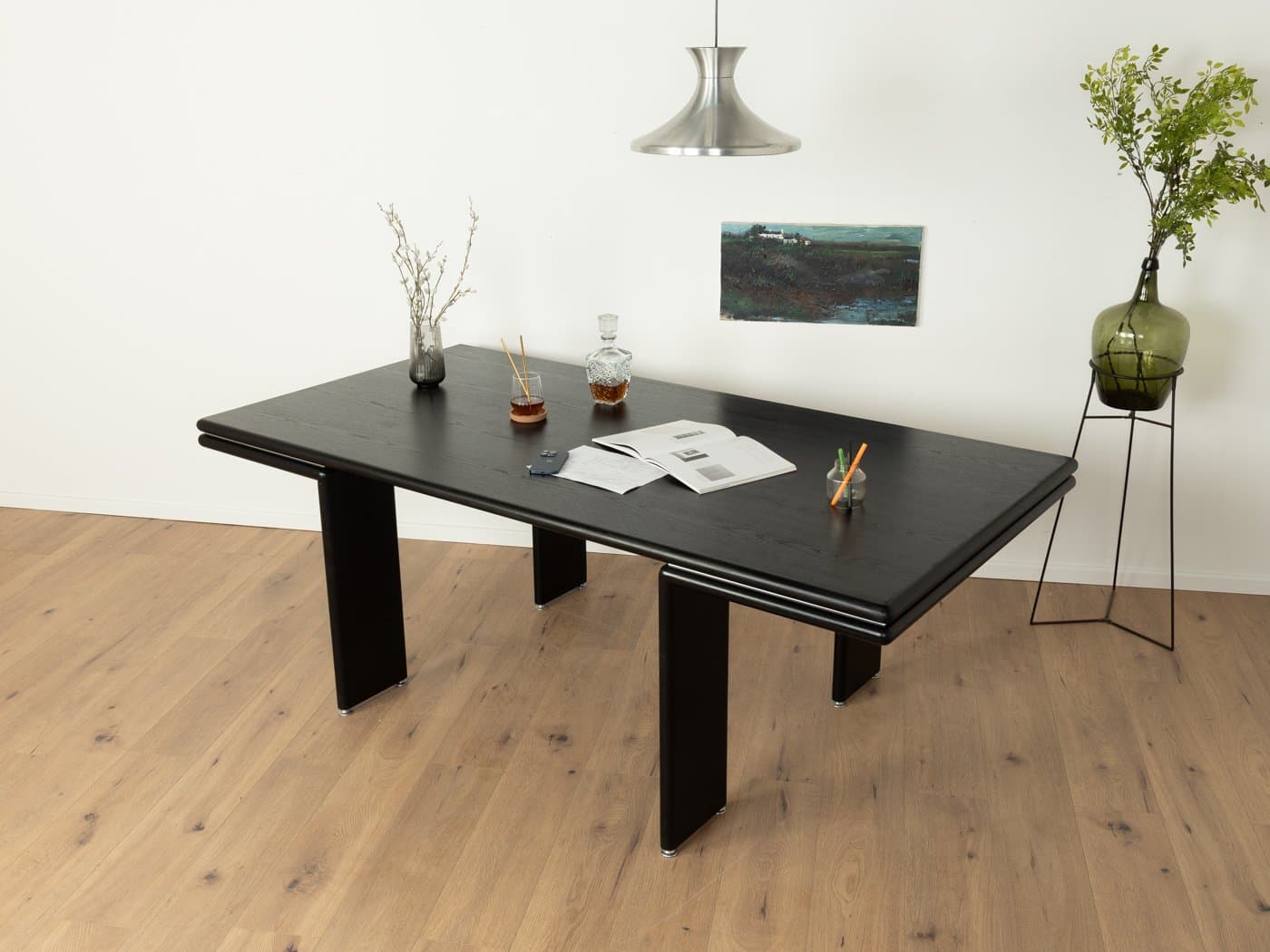 Desk, black ash, aluminum, Germany, 1980s - 285199