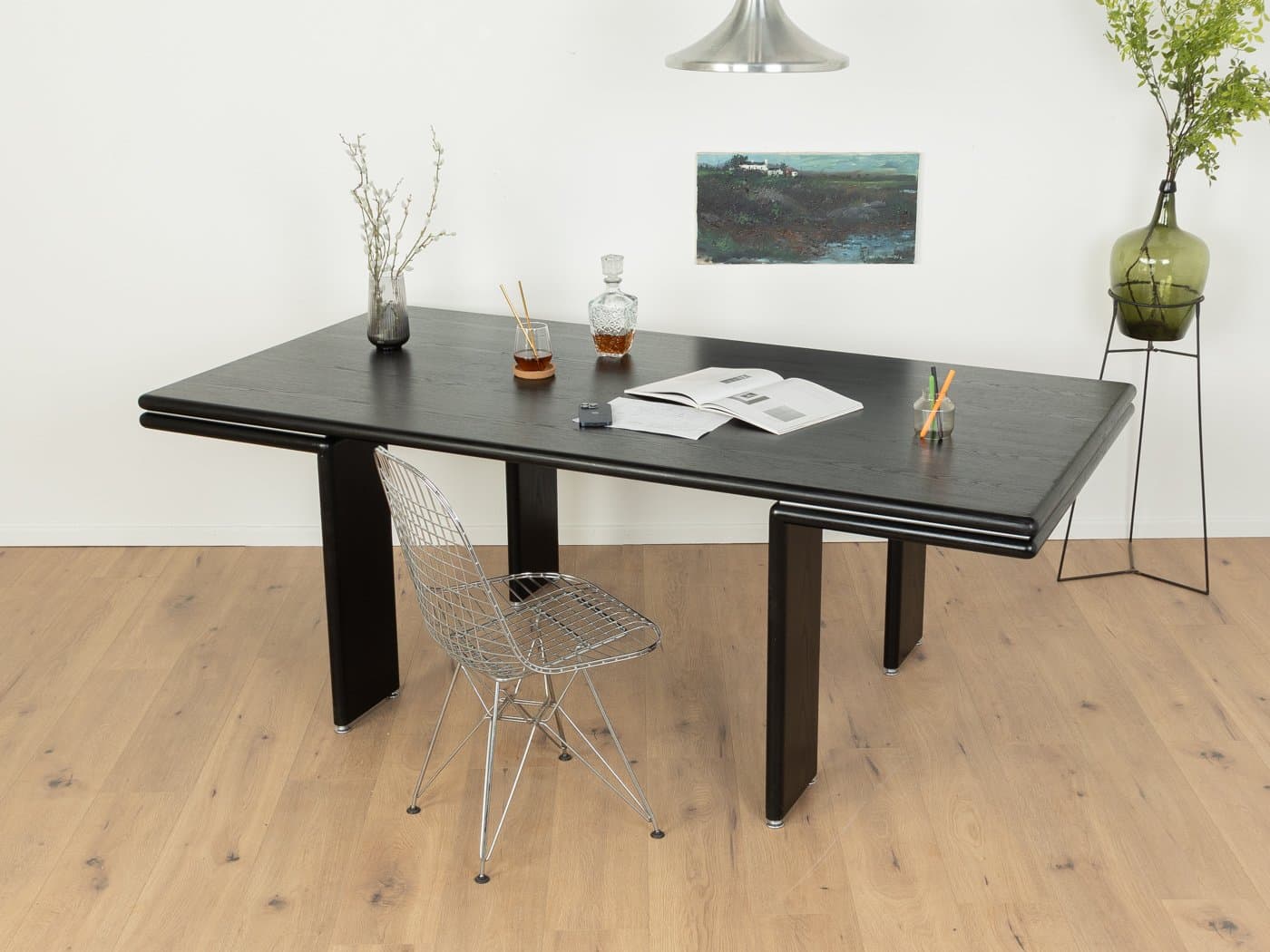 Desk, black ash, aluminum, Germany, 1980s - 285200