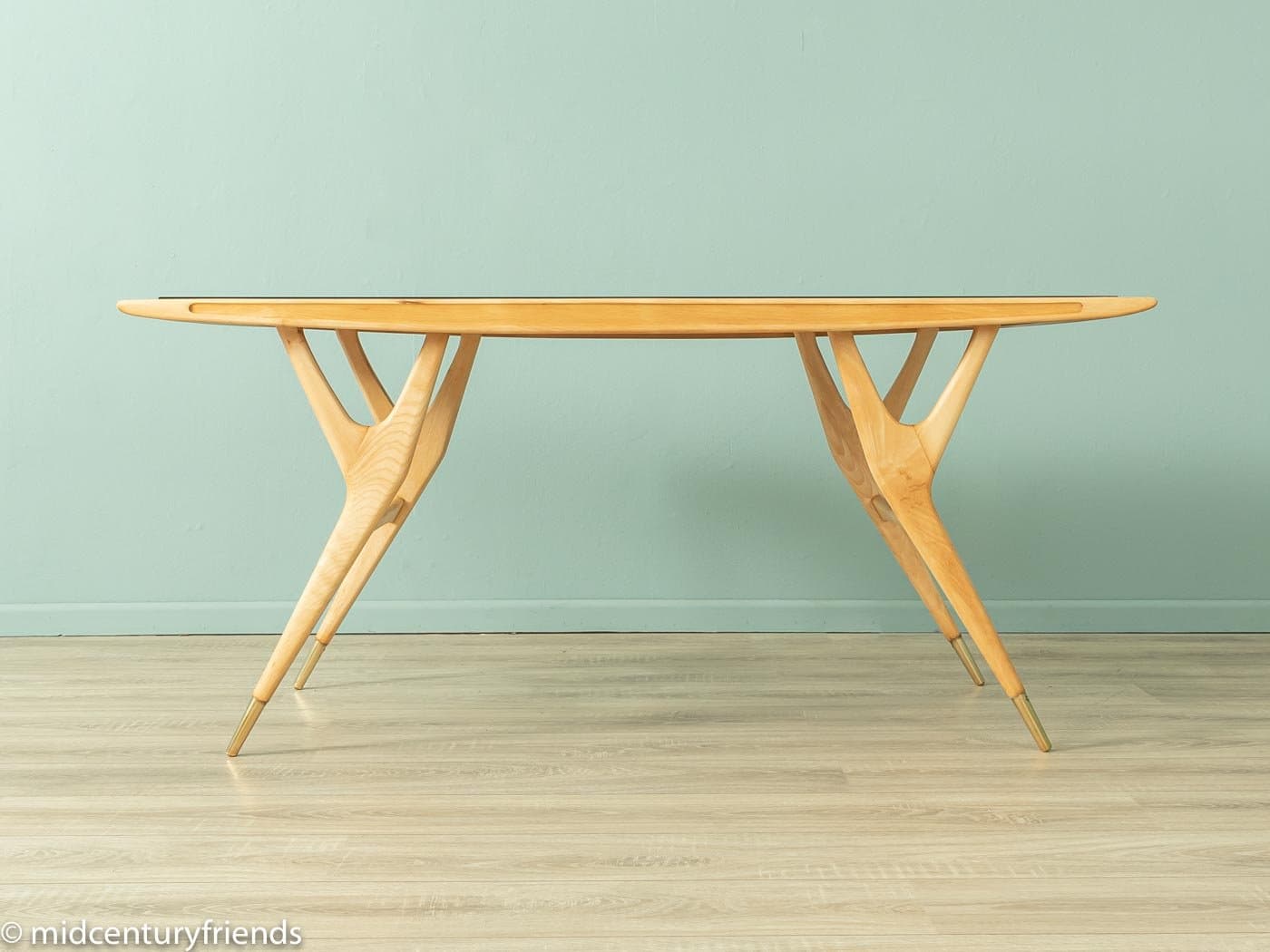 Coffee table, black glass, brown ash, 1960s. - 285186