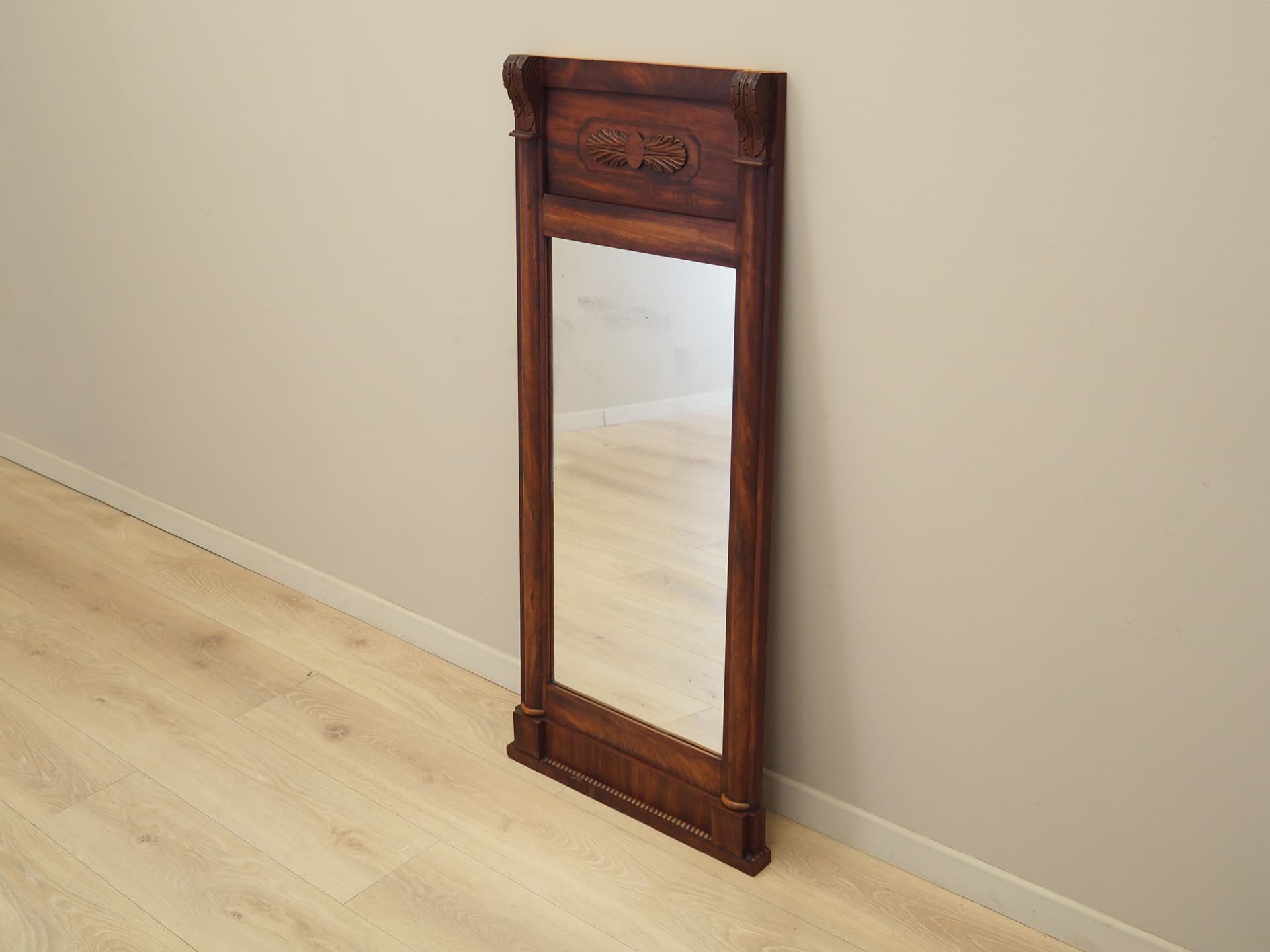 Wall mirror, dark brown wood, Denmark, 1970s. - 67487