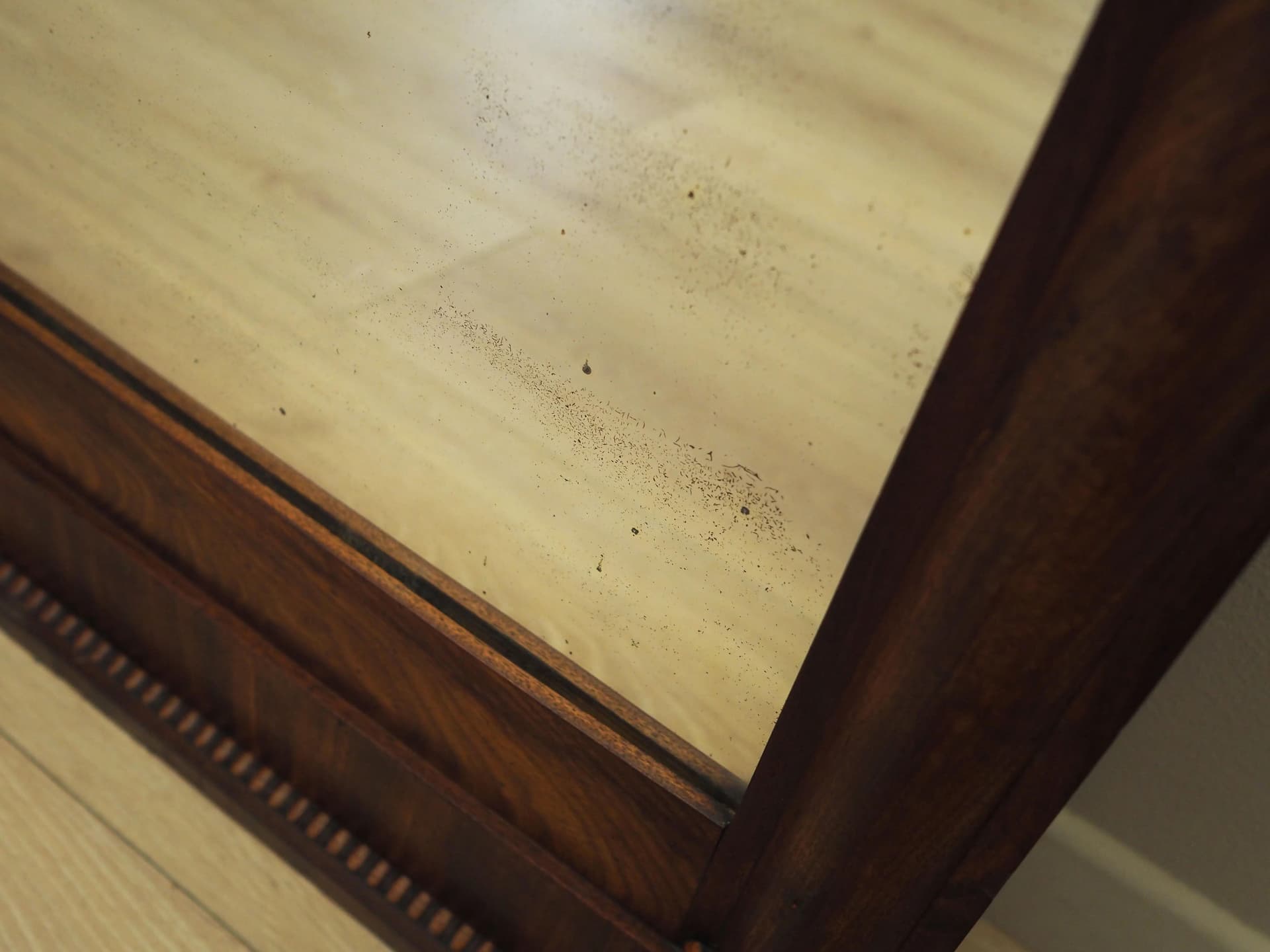 Wall mirror, dark brown wood, Denmark, 1970s. - 21167