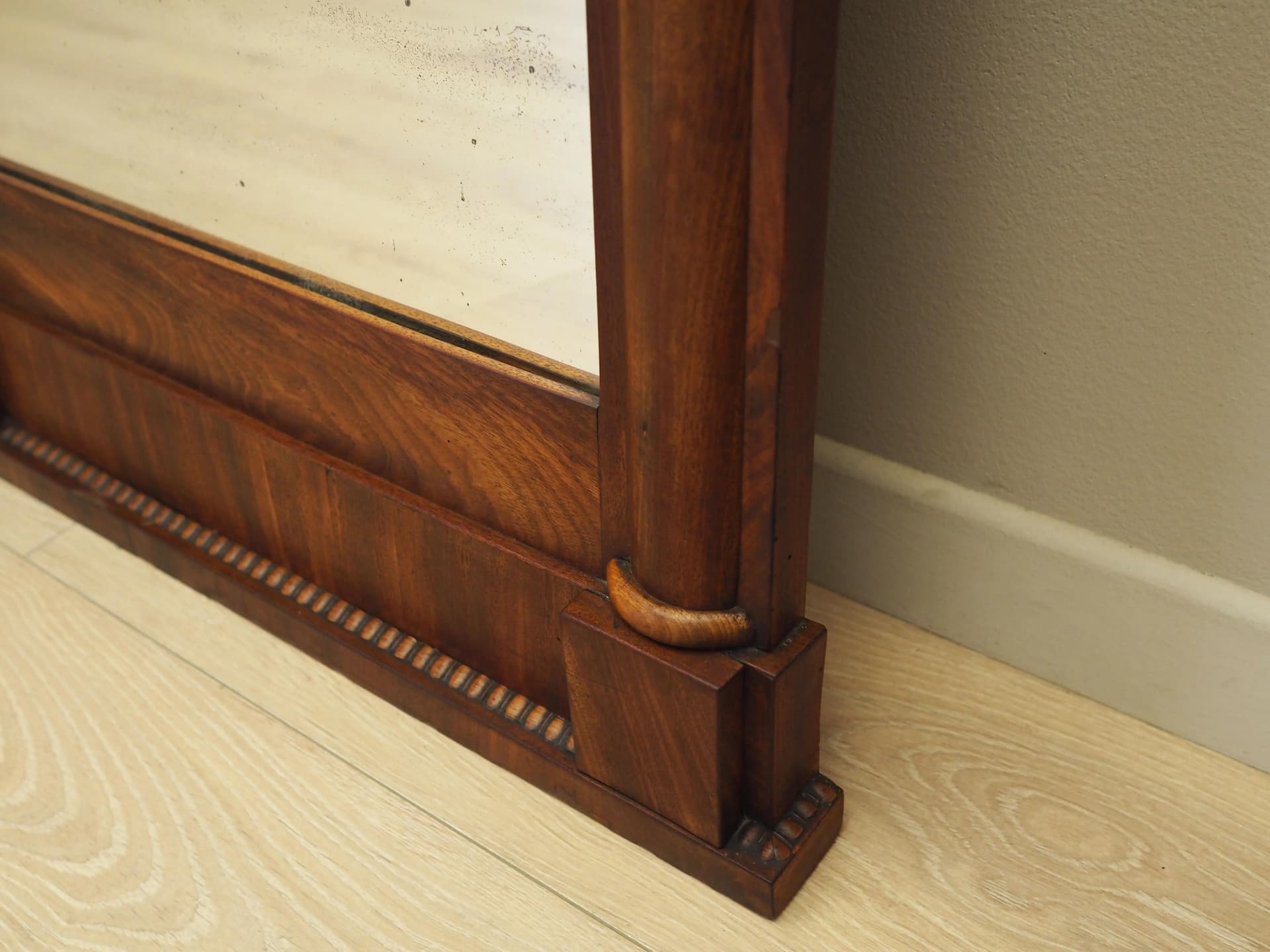 Wall mirror, dark brown wood, Denmark, 1970s. - 21171