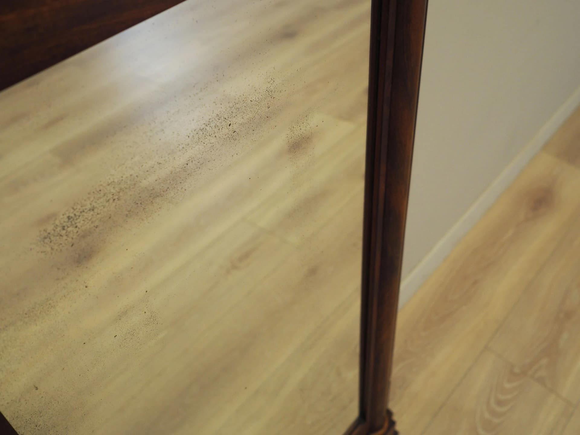 Wall mirror, dark brown wood, Denmark, 1970s. - 21168