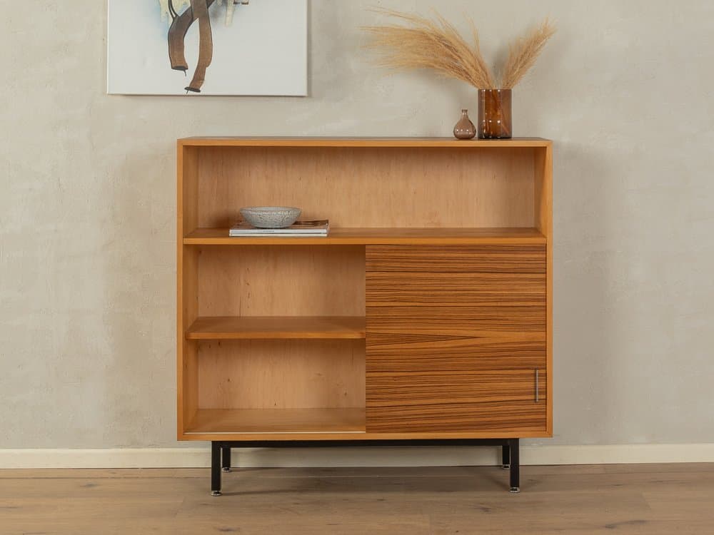 Komoda, brązowy, drewno stal szkło, Niemcy, lata 50. - 285177