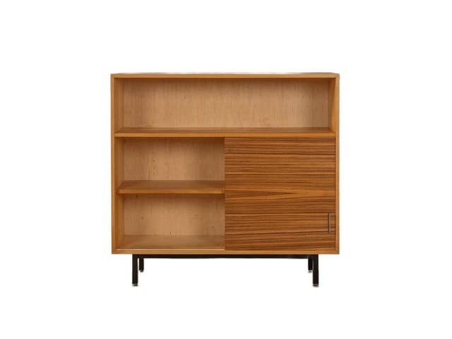 Komoda, brązowy, drewno stal szkło, Niemcy, lata 50. - WYMIARY