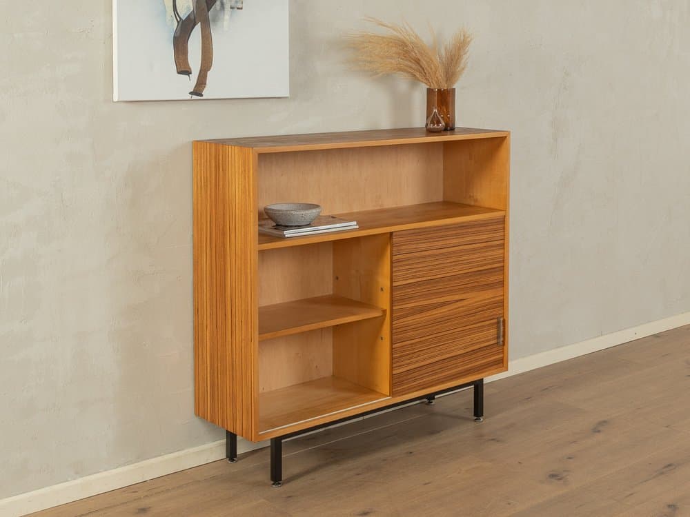 Komoda, brązowy, drewno stal szkło, Niemcy, lata 50. - 285179