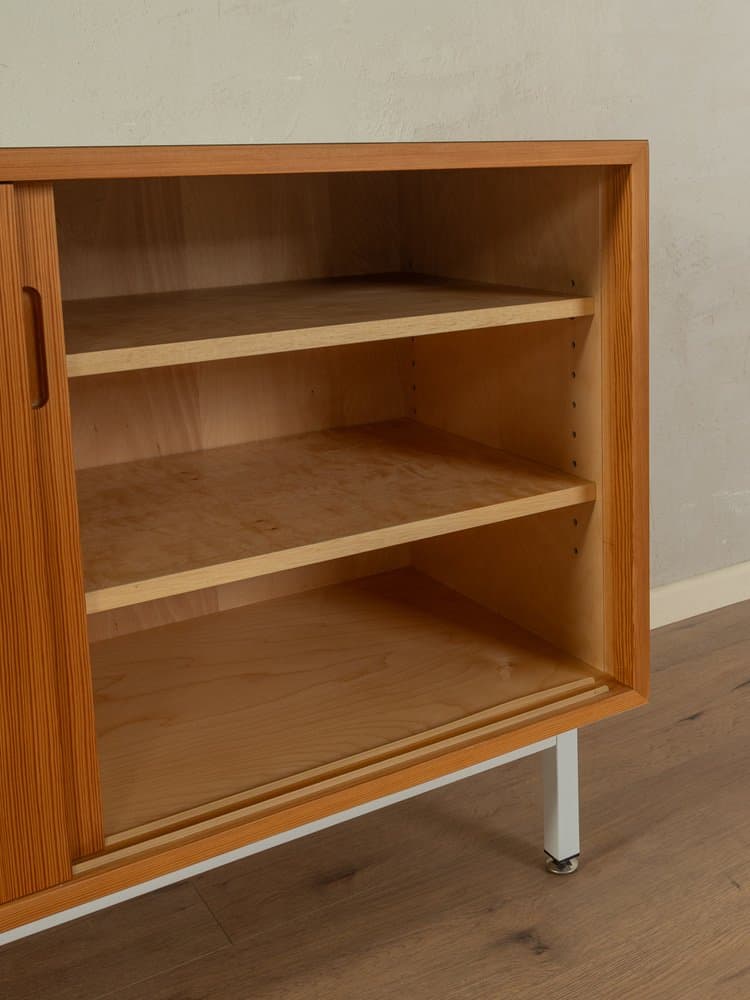 Komoda, jesion brązowy, stal biała, proj. P. Hundevad, Dania, lata 60. - 285172