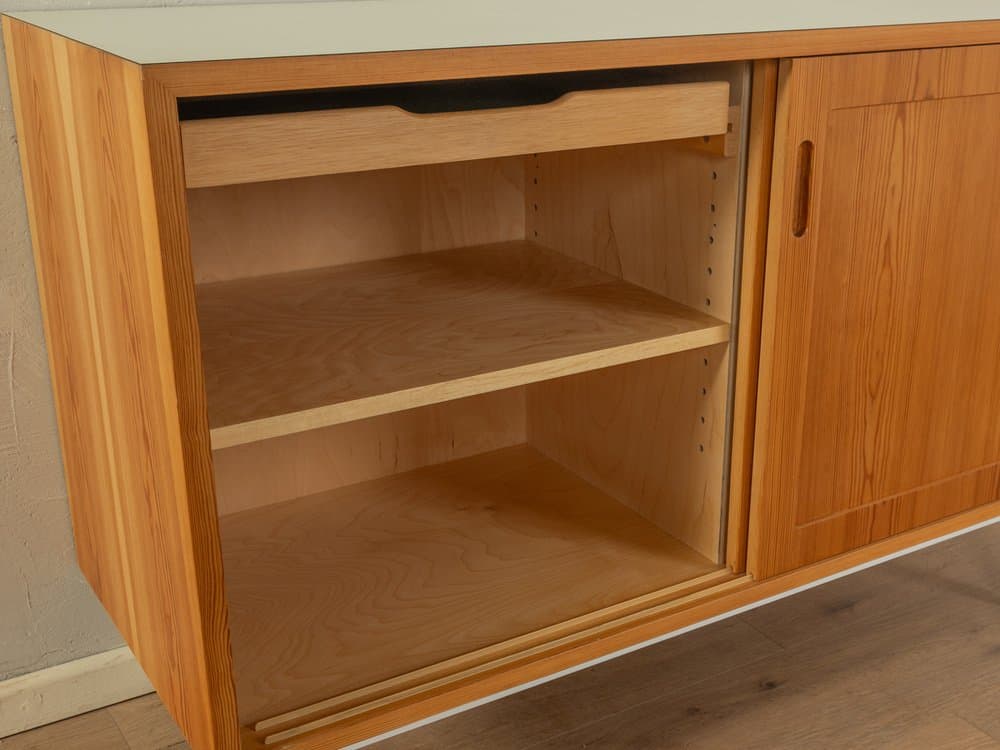 Komoda, jesion brązowy, stal biała, proj. P. Hundevad, Dania, lata 60. - 285171