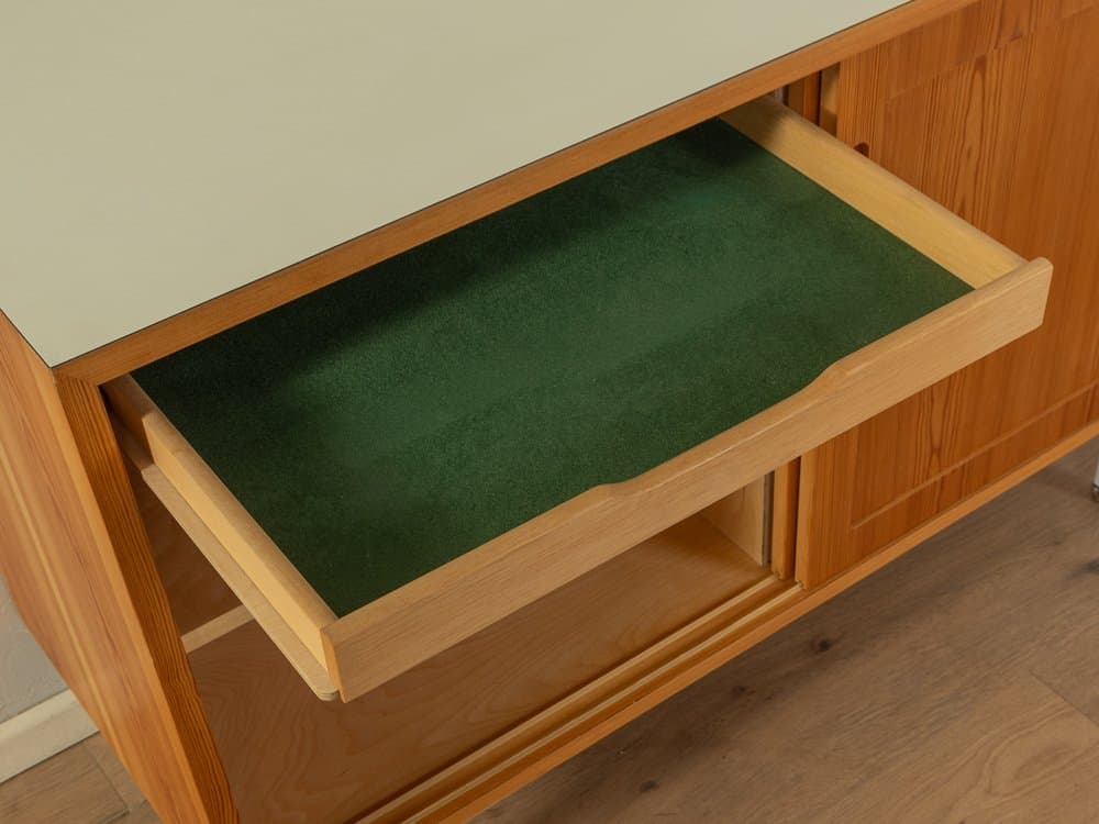 Komoda, jesion brązowy, stal biała, proj. P. Hundevad, Dania, lata 60. - 285173