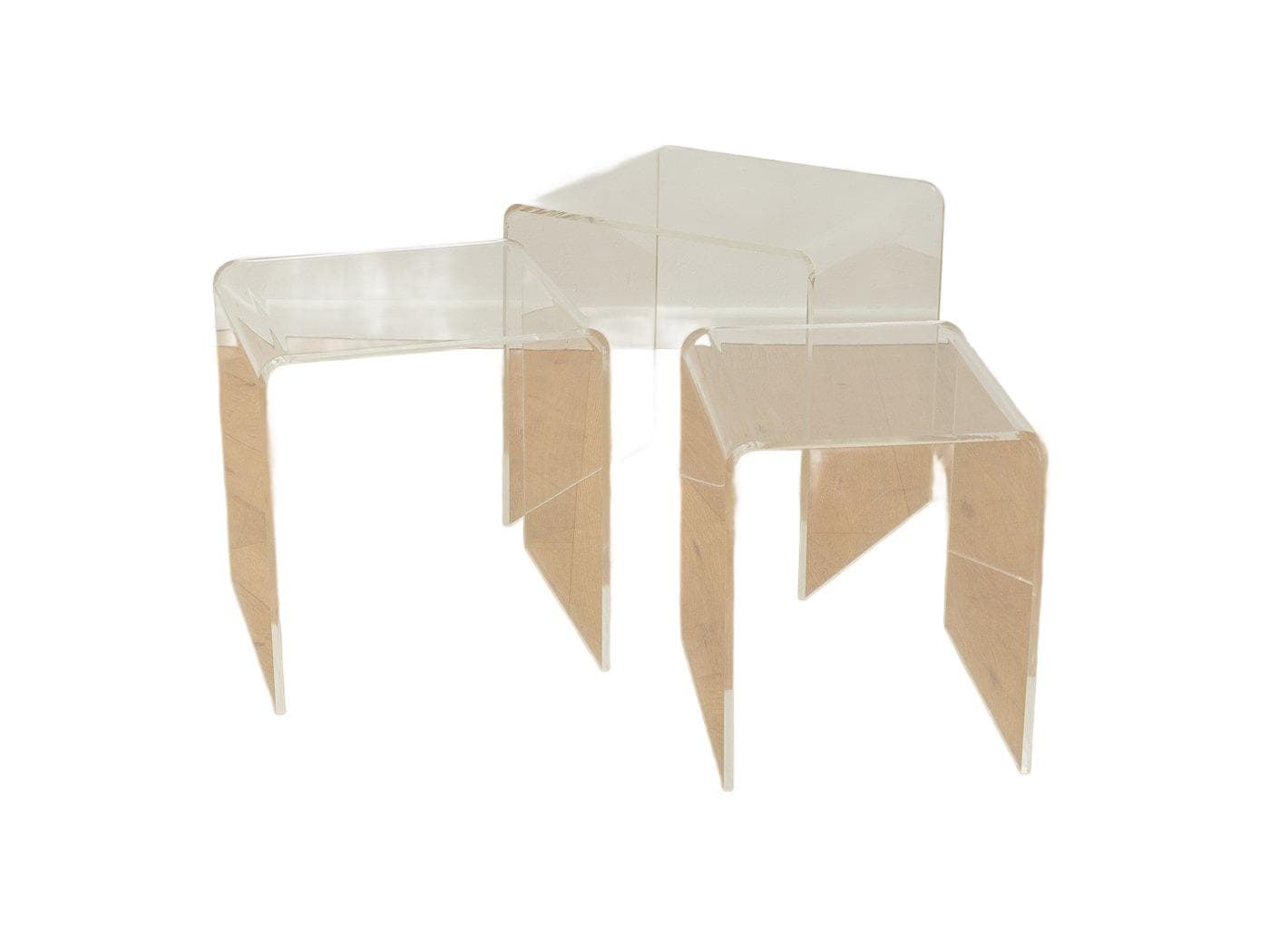 Zestaw trzech stolików pomocniczych, transparentny akryl, Niemcy, lata 60.