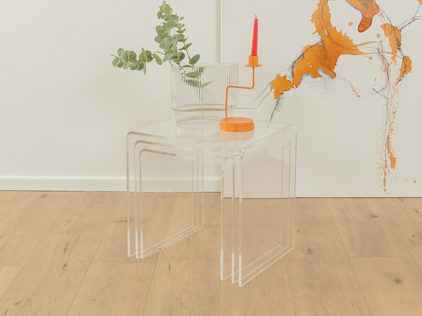 Zestaw trzech stolików pomocniczych, transparentny akryl, Niemcy, lata 60. - 285141