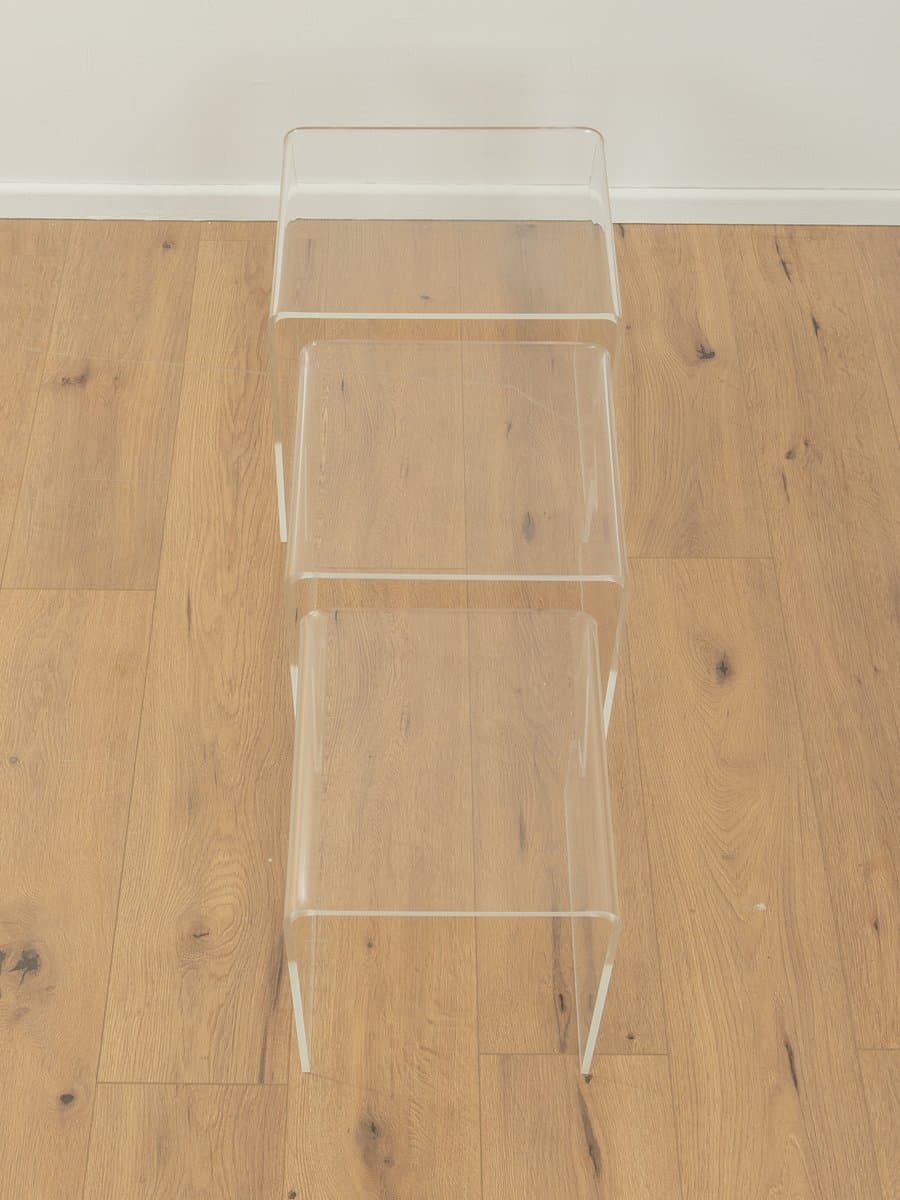 Zestaw trzech stolików pomocniczych, transparentny akryl, Niemcy, lata 60. - 285147