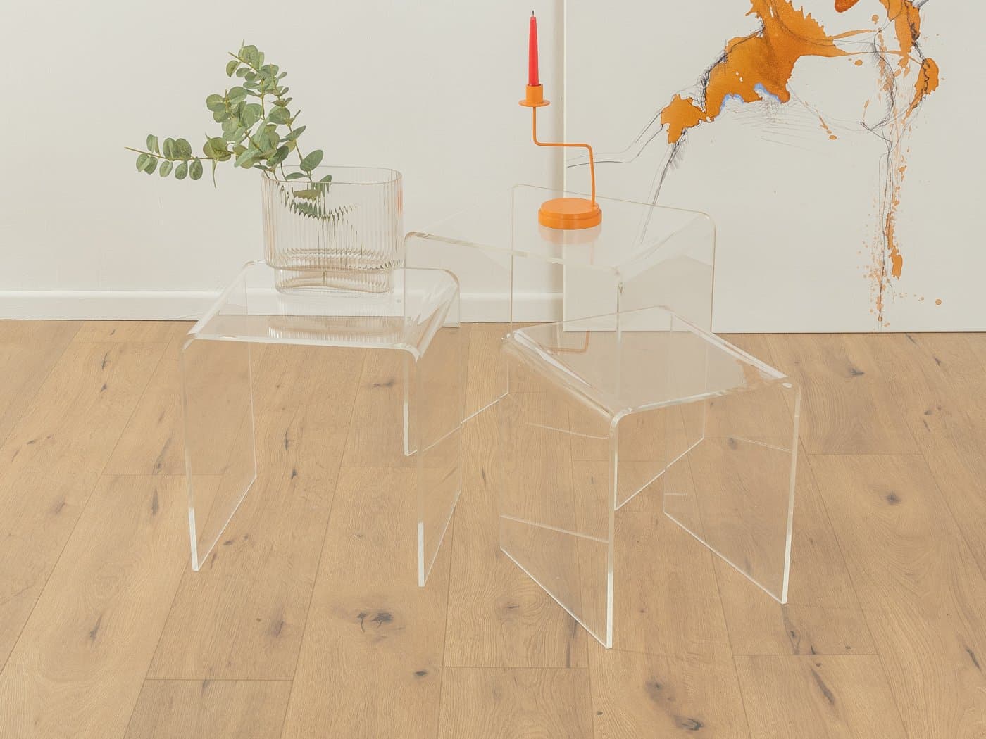 Zestaw trzech stolików pomocniczych, transparentny akryl, Niemcy, lata 60. - 285139