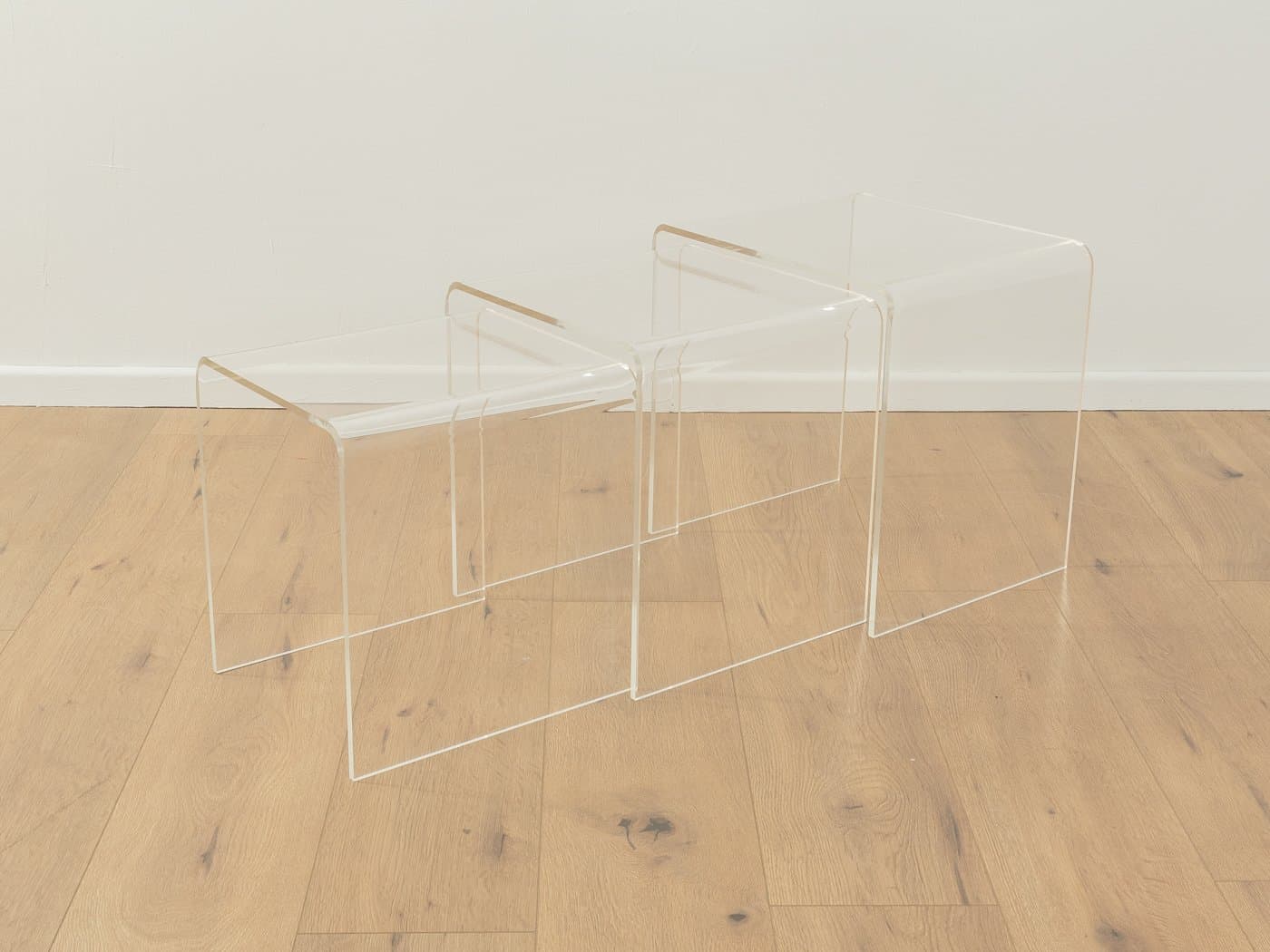 Zestaw trzech stolików pomocniczych, transparentny akryl, Niemcy, lata 60. - 285145