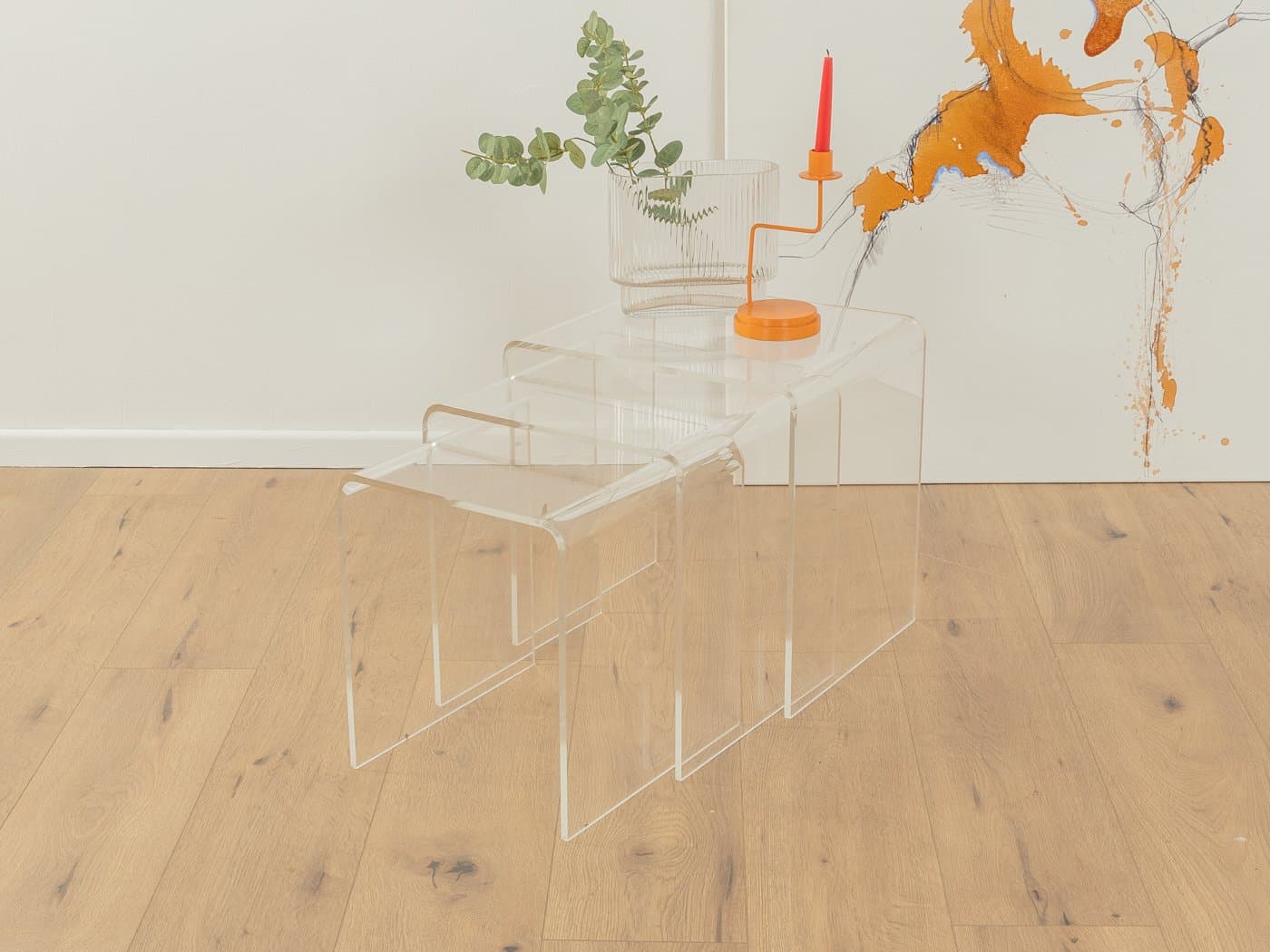 Zestaw trzech stolików pomocniczych, transparentny akryl, Niemcy, lata 60. - 285142