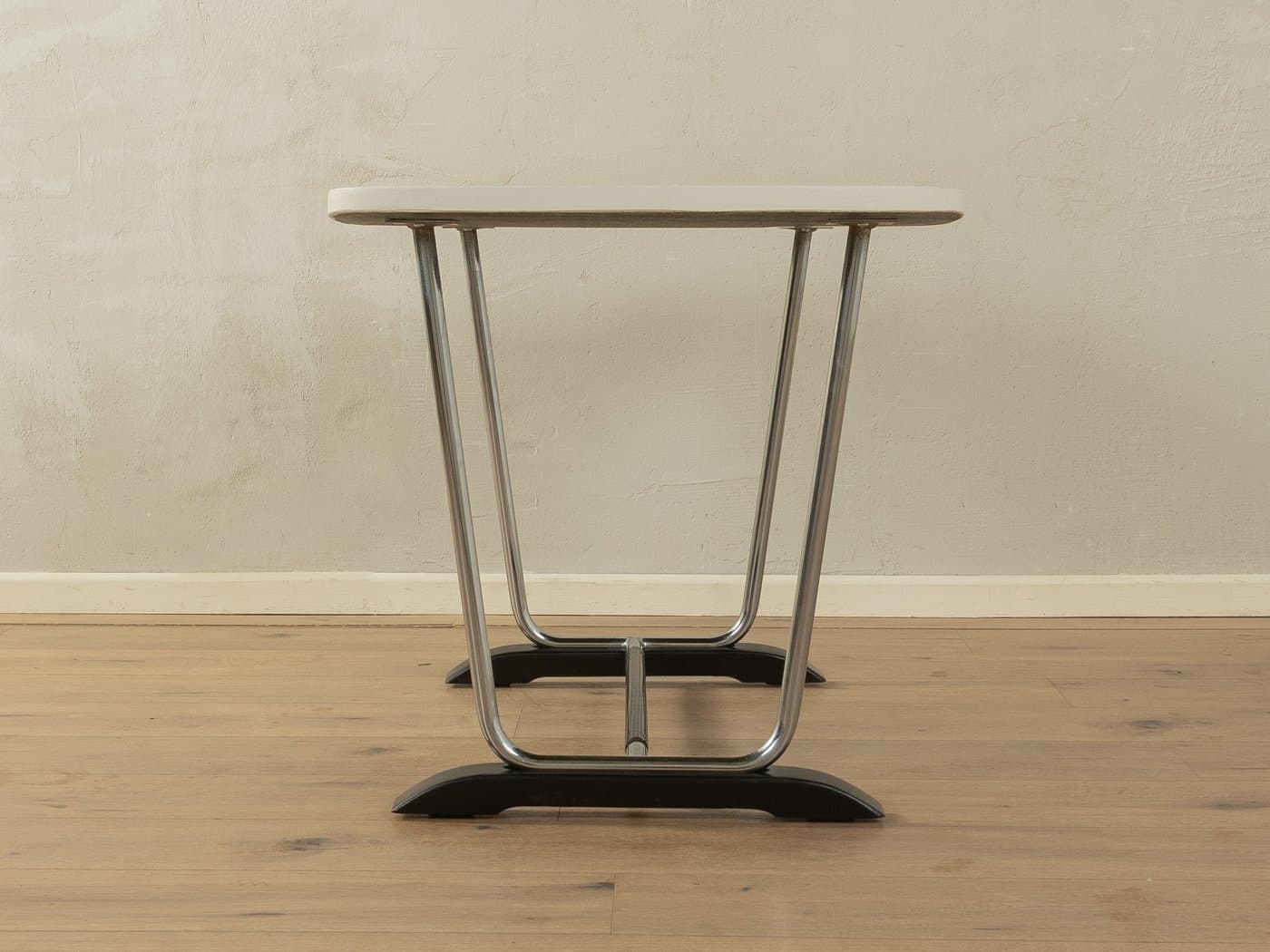 Stolik kawowy, stal nierdzewna czarna, Formica kremowa, Niemcy, lata 60. - 285099