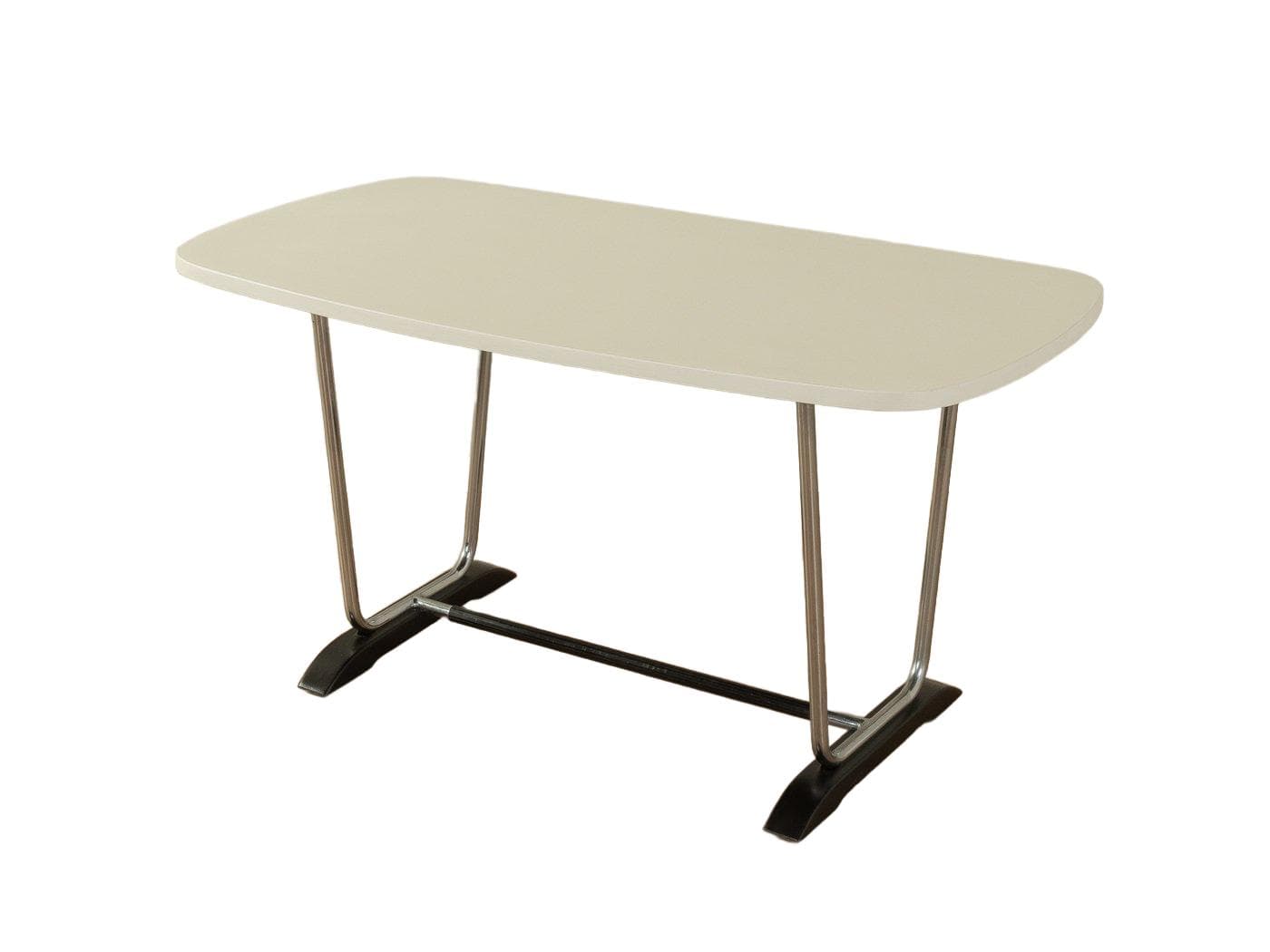 Stolik kawowy, stal nierdzewna czarna, Formica kremowa, Niemcy, lata 60.