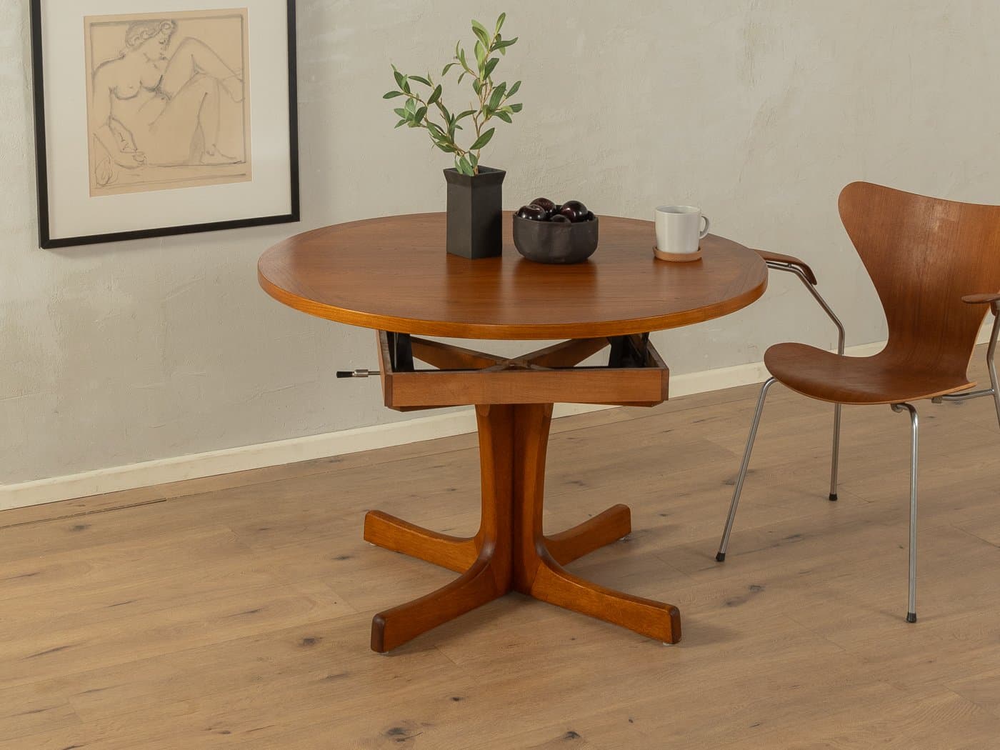 Stół jadalniany, brązowy, buk, teak, Dania, lata 60. - 285088