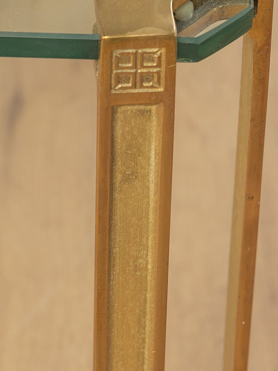 Zestaw dwóch stolików kawowych T 24, szkło transparentne, mosiądz, proj. P. Ghyczy, Holandia, lata 70. - 285062