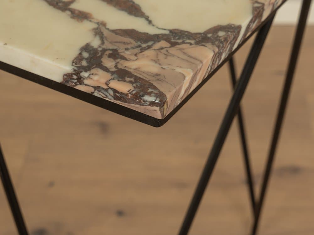 Desk, beige marble, black steel, Germany, 1960s. - 285039