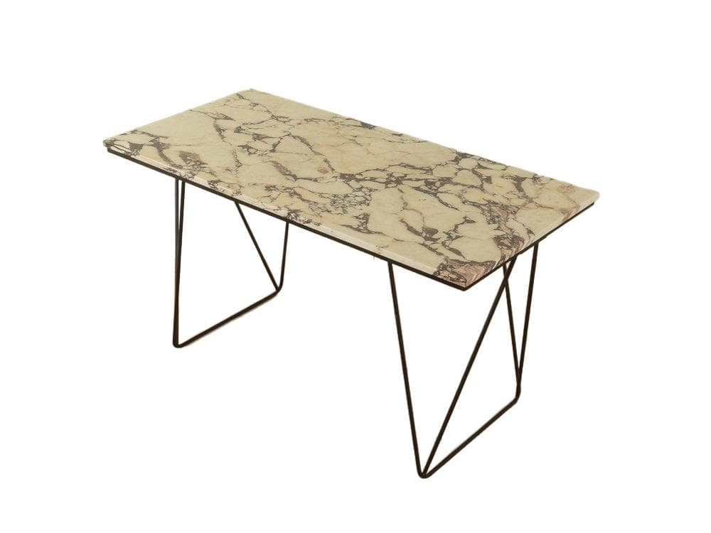 Desk, beige marble, black steel, Germany, 1960s.