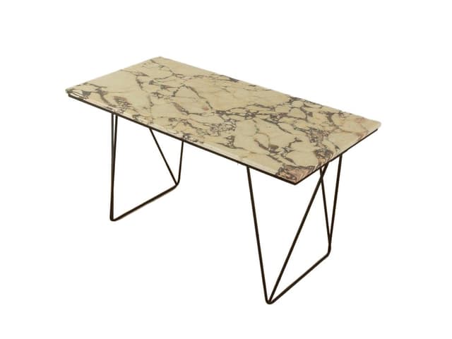 Desk, beige marble, black steel, Germany, 1960s. - DIMENSION