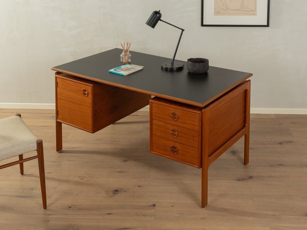 Desk, brown teak, black Formica top, by A. Vodder, Denmark, 1960s. - 284919