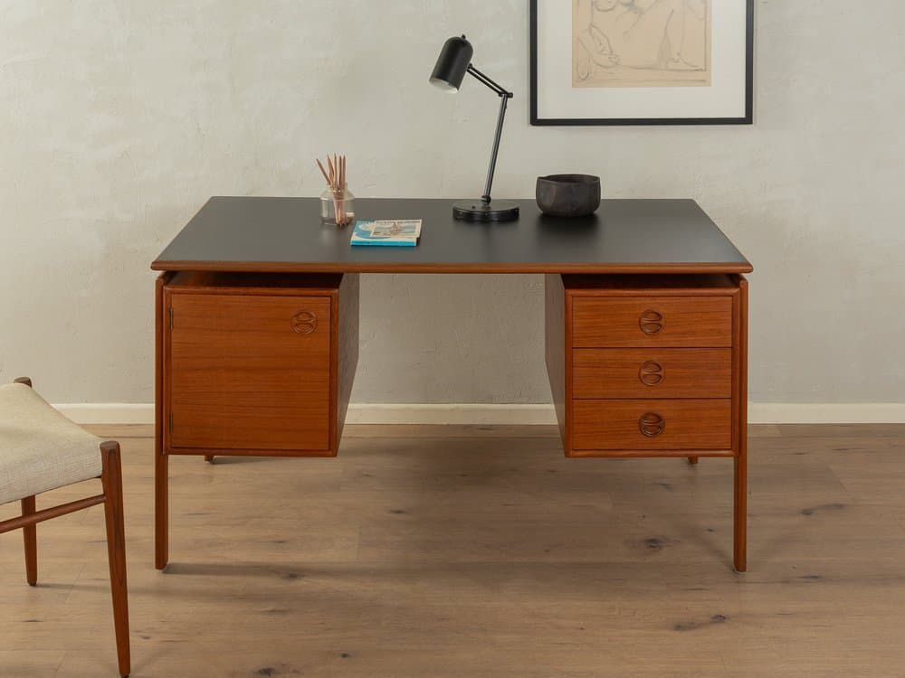 Desk, brown teak, black Formica top, by A. Vodder, Denmark, 1960s. - 284922