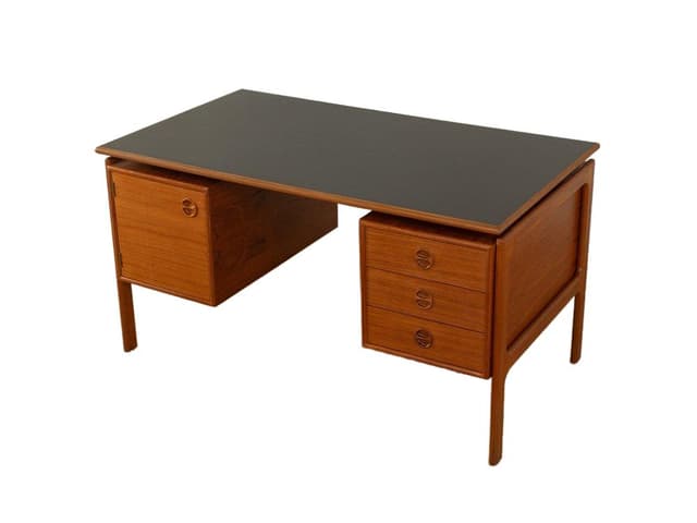 Desk, brown teak, black Formica top, by A. Vodder, Denmark, 1960s. - DIMENSION