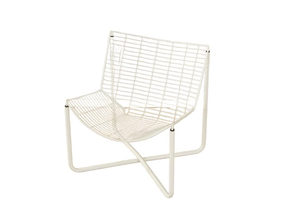 Fotel Järpen, metal biały, proj. N. Gammelgaard, Ikea, Szwecja, lata 80.