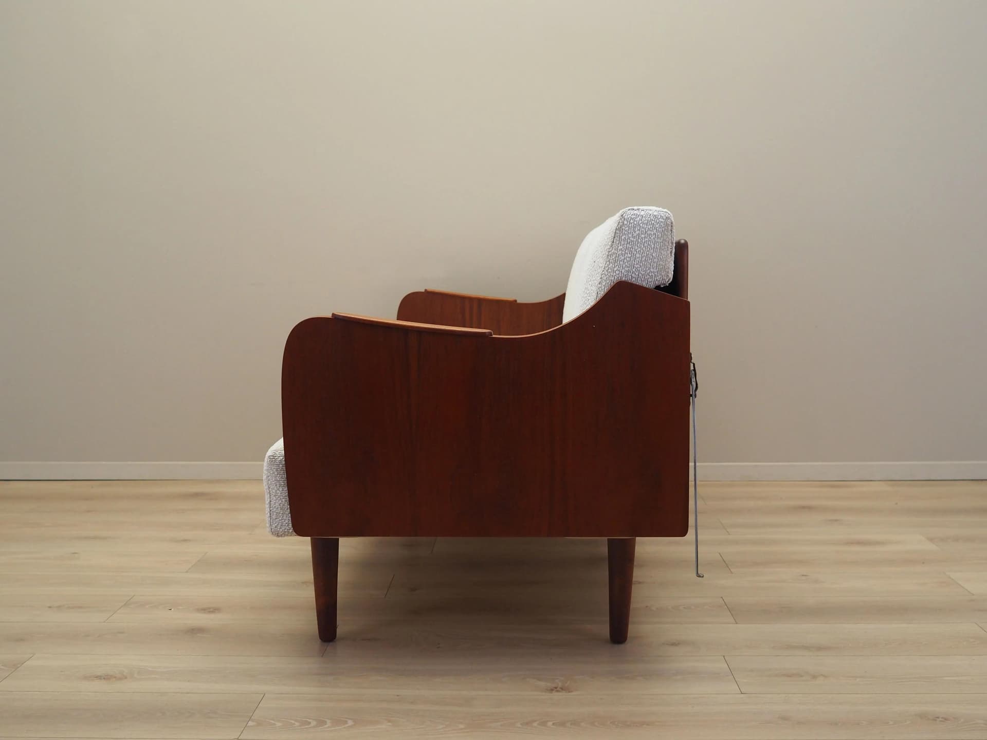 Sofa, beżowa, tkanina, drewno tekowe, Dania, lata 70. - 21134