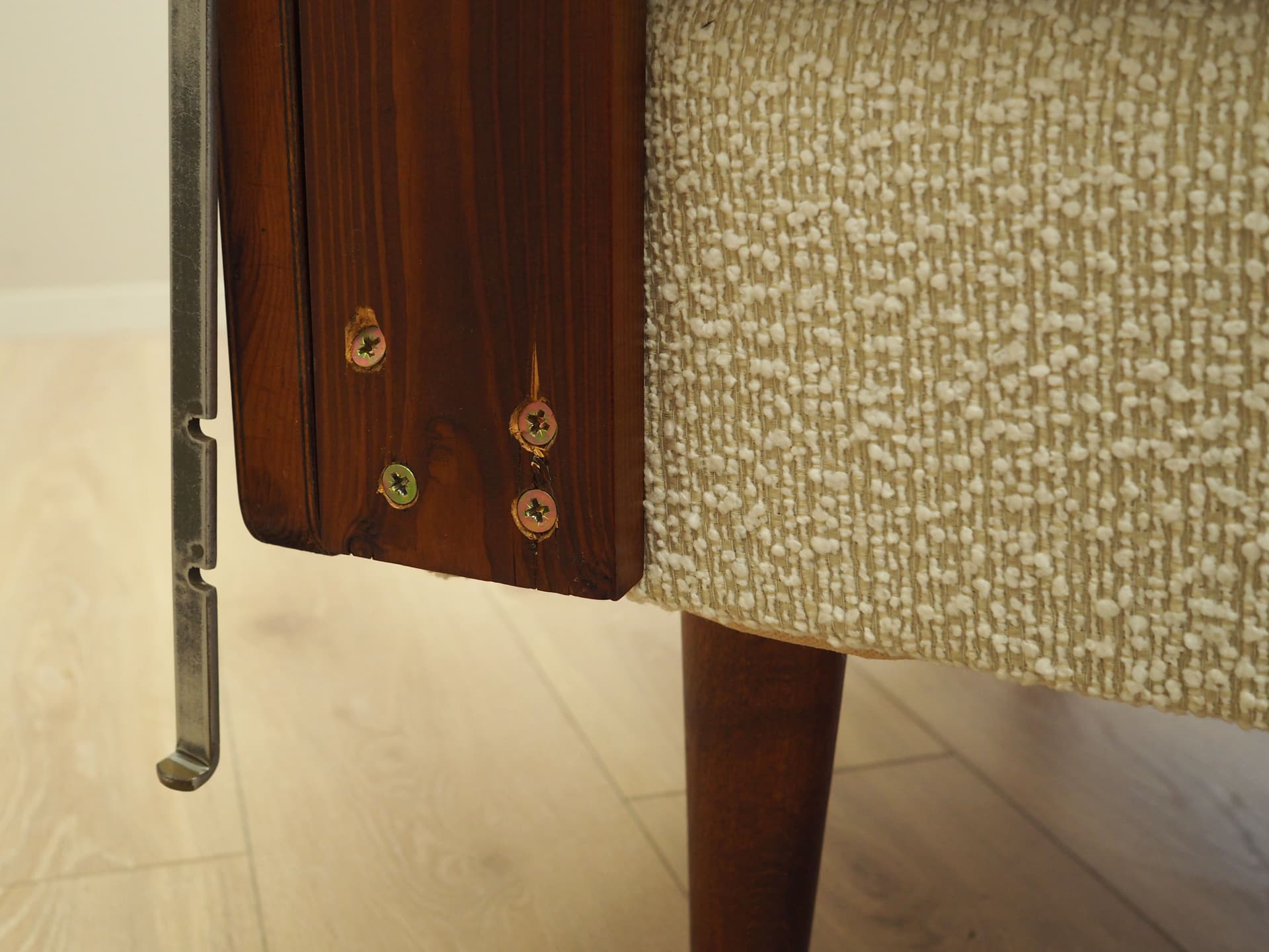 Sofa, beżowa, tkanina, drewno tekowe, Dania, lata 70. - 67480