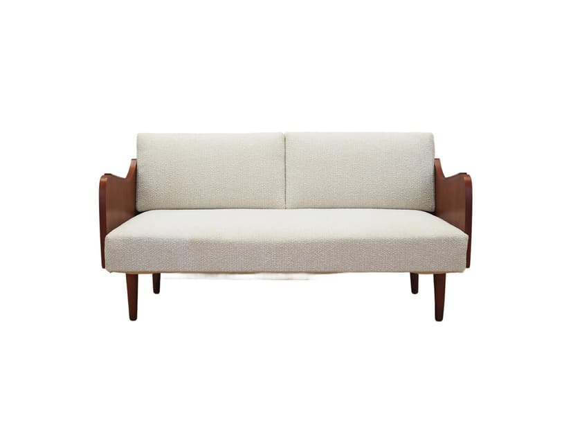 Sofa, beżowa, tkanina, drewno tekowe, Dania, lata 70.