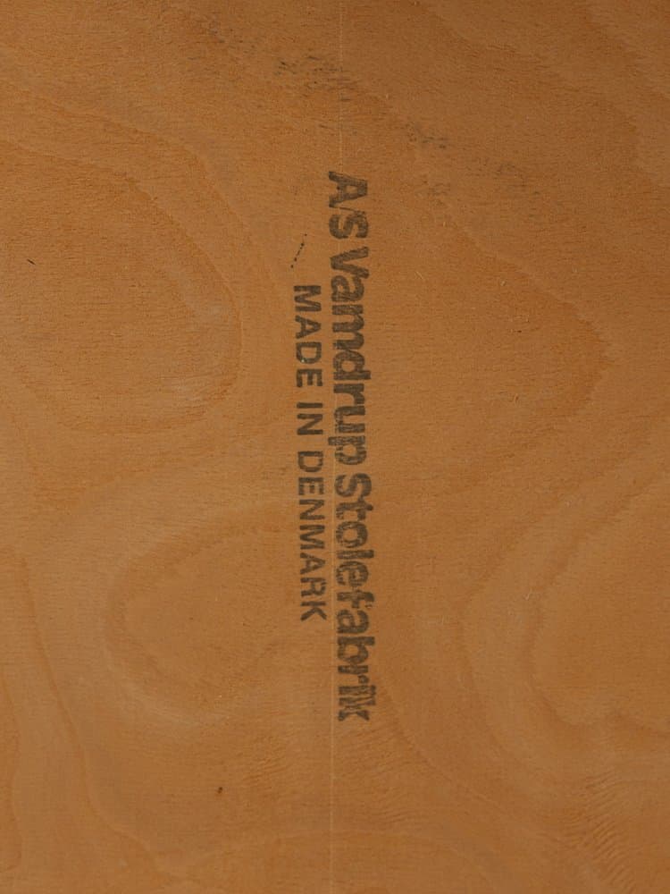 Krzesło jadalniane, brązowy, drewno, tkanina beżowa, Vamdrup Stolefabrik, Dania, lata 60. - 284887