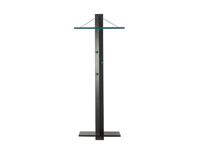 Wieszak stojący, czarny, drewno, metal petrol, plastik petrol, Niemcy, lata 80. - WYMIARY