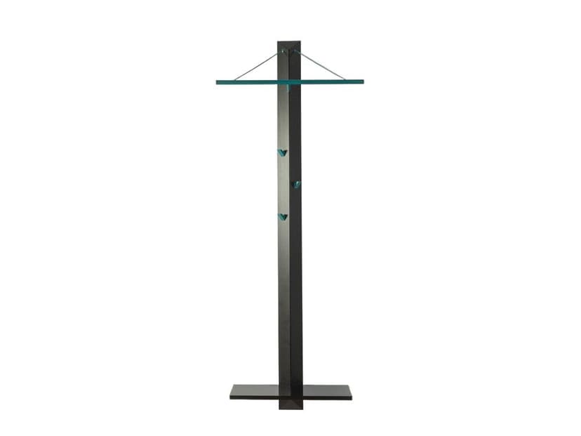 Wieszak stojący, czarny, drewno, metal petrol, plastik petrol, Niemcy, lata 80.