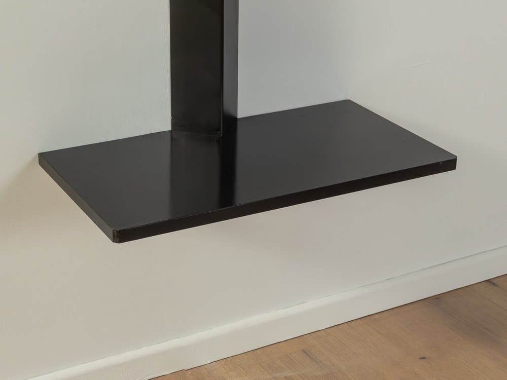 Wieszak stojący, czarny, drewno, metal petrol, plastik petrol, Niemcy, lata 80. - 284860