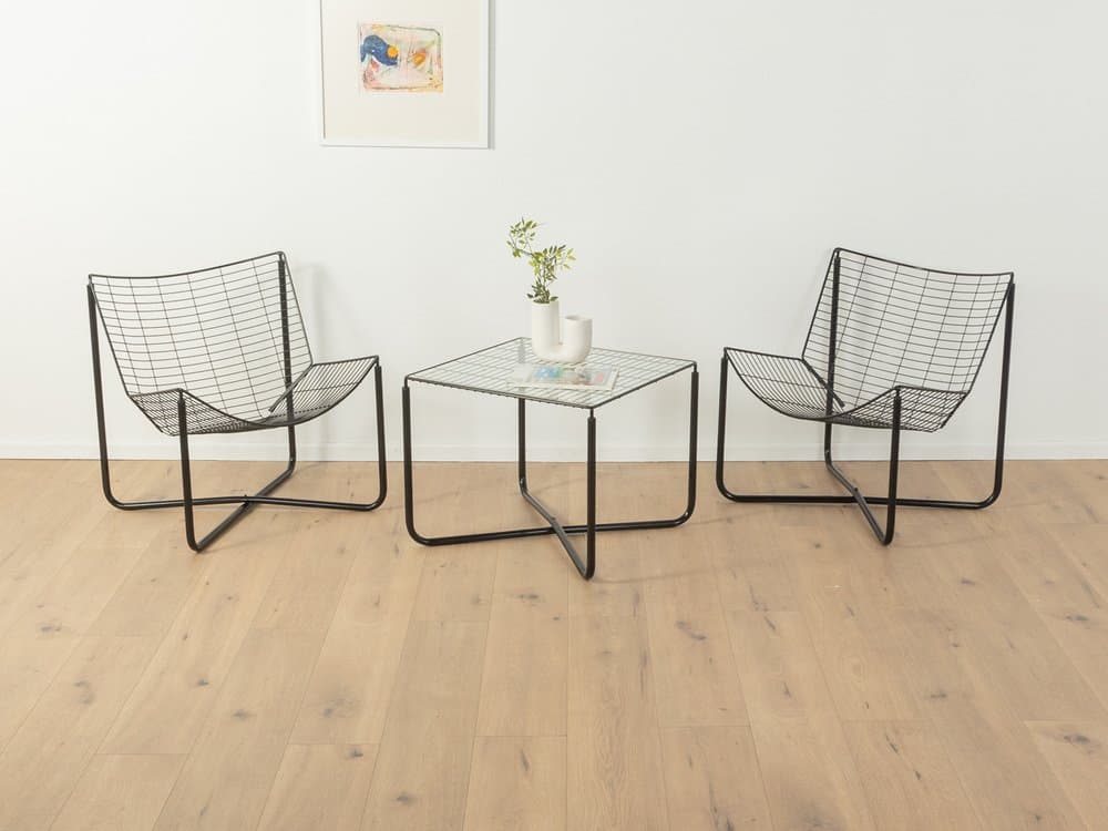 Three-piece living room set Järpen, black metal, glass, by N. Gammelgaard, Ikea, Sweden, 1980s - 284801